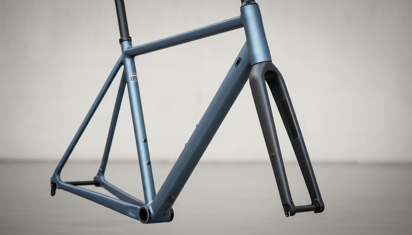 Close-up of the Canyon Roadlite 2025 frame and carbon fork, highlighting the frame geometry.