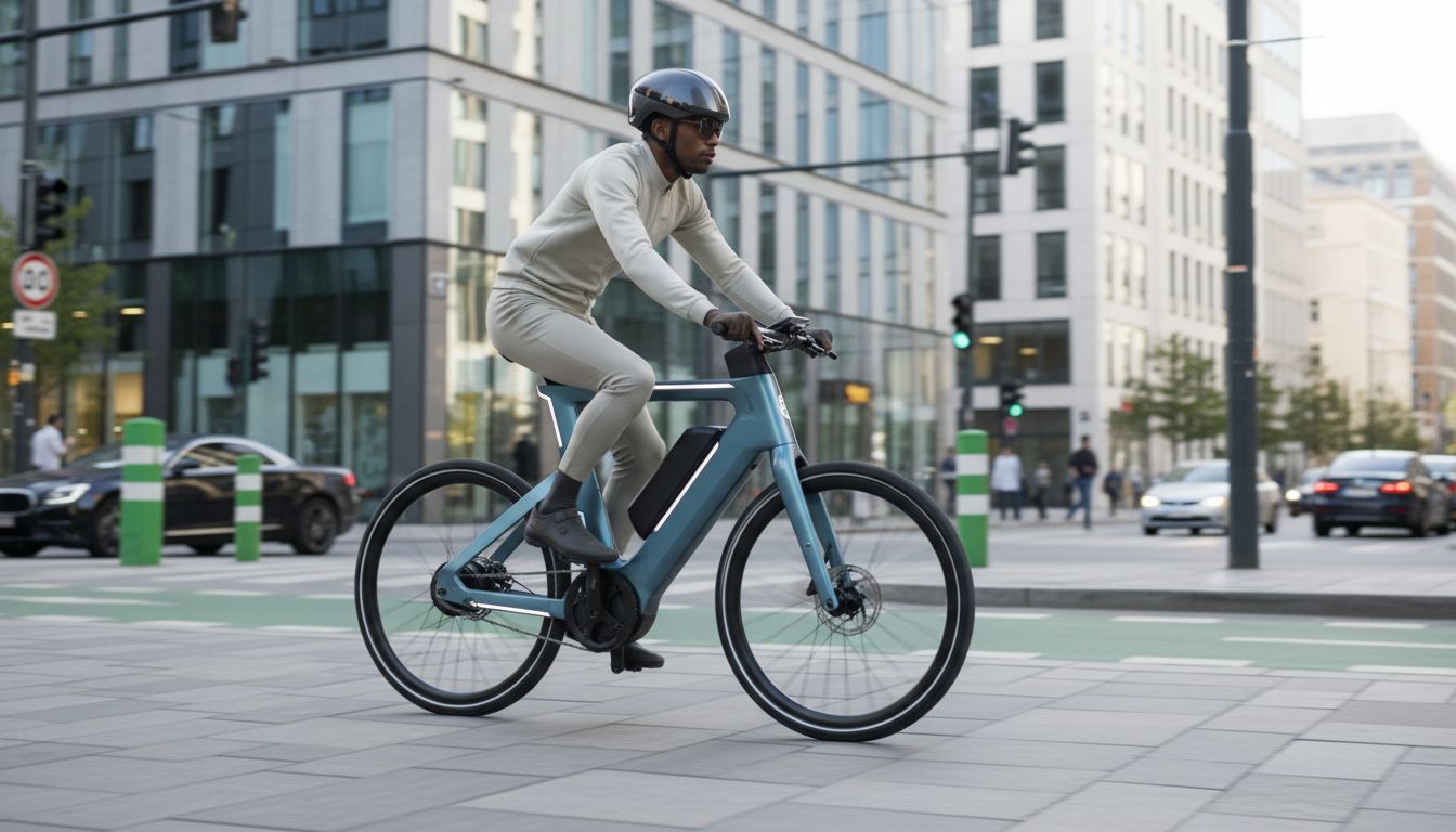 A sleek, modern e-bike navigating a city street